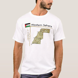 Western Sahara Karte + Flagge + Titel T - Shirt