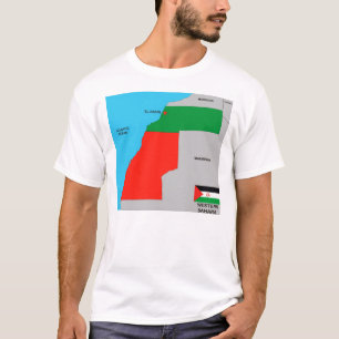 Western sahara Land politische schwarze Karte Flag T-Shirt