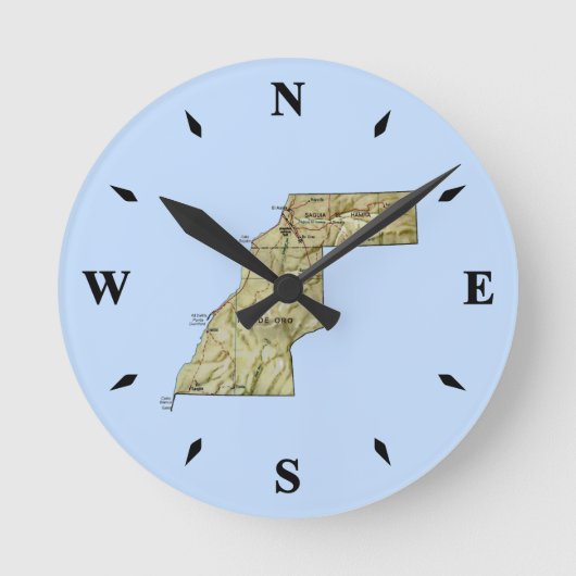 Western Sahara Map Clock Runde Wanduhr (Vorderseite)