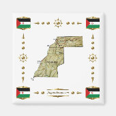 Western Sahara Map + Flags Magnet (Vorne)