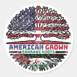 Western Sahara Sahrawi American USA Tree Roots Runder Aufkleber