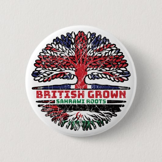 Western Sahara Sahrawi British UK Tree Roots Flag Button (Vorderseite)