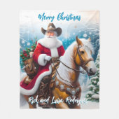 Western Santa Claus Reiten Fleecedecke (Vorderseite)