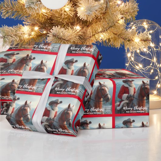 Western Santa Claus Reiten Geschenkpapier (Feiertage)