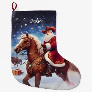 Western Santa Claus Reiten Großer Weihnachtsstrumpf