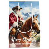 Western Santa Claus Reiten Mittlere Geschenktüte (Rückseite)