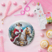 Western Santa Claus Reiten Palomino Weihnachten Pappteller (Party)