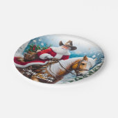 Western Santa Claus Reiten Palomino Weihnachten Pappteller (Schrägansicht)