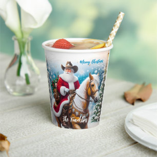Western Santa Claus Reiten Pappbecher