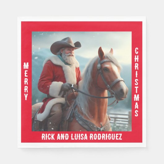 Western Santa Claus Reiten Serviette (Vorderseite)