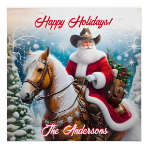 Western Santa Claus Weihnachten Poster