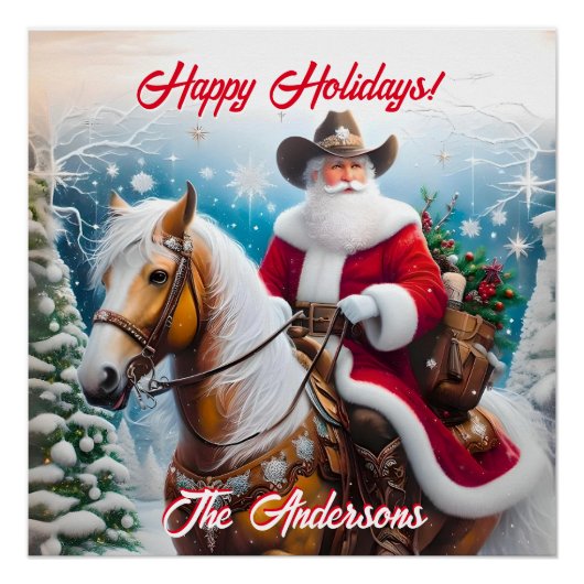 Western Santa Claus Weihnachten Poster (Vorderseite)