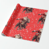 Western Santa on Horse Wrapping Papier Geschenkpapier (Ungerollt)