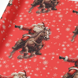 Western Santa on Horse Wrapping Papier Geschenkpapier