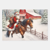 Western Santa on Horseback Land Weihnachten Geschenkpapier Set (Vorderseite 3)