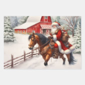 Western Santa on Horseback Land Weihnachten Geschenkpapier Set (Vorderseite 2)