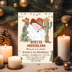 Western Santa Winter Onederland Weihnachten Geburt Einladung
