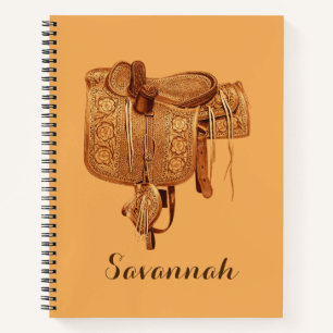 Western, Sattel, Cowgirl, Reiten, Geburtstag Notizblock