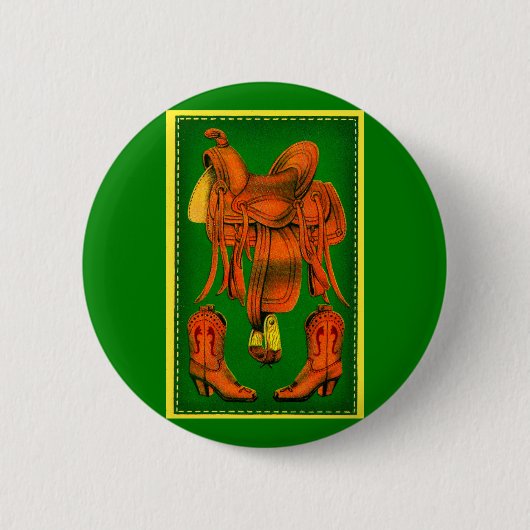 Western-Sattel und Cowboystiefel Button (Vorderseite)