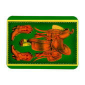 Western-Sattel und Cowboystiefel Magnet (Horizontal)