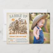 Western satteln Sie sich und kommen Sie zum Geburt Einladung (Vorderseite)
