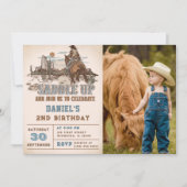 Western satteln Sie sich und kommen Sie zum Geburt Einladung (Vorderseite)