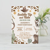 Western satteln und zum Geburtstag weiterfahren Einladung (Stehend Vorderseite)