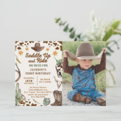Western satteln und zum Geburtstag weiterfahren Einladung (Stehend Vorderseite)