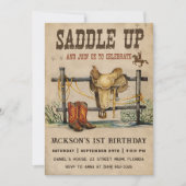 Western satteln und zum Geburtstag weiterfahren Einladung (Vorderseite)