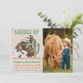 Western sattelt auf und begleitet uns zum Geburtst Einladung (Stehend Vorderseite)
