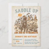 Western sattelt auf und begleitet uns zum Geburtst Einladung (Vorderseite)