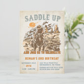 Western sattelt auf und begleitet uns zum Geburtst Einladung (Stehend Vorderseite)