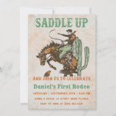 Western sattelt auf und begleitet uns zum Geburtst Einladung (Vorderseite)