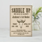 Western sattelt auf und begleitet uns zum Geburtst Einladung (Stehend Vorderseite)