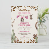 Western sattelt auf und begleitet uns zur Geburtst Einladung (Stehend Vorderseite)