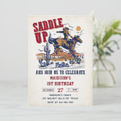 Western sattelt auf und begleitet uns zur Geburtst Einladung (Stehend Vorderseite)