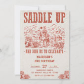 Western sattelt auf und begleitet uns zur Geburtst Einladung (Vorderseite)