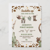 Western sattelt auf und begleitet uns zur Geburtst Einladung (Vorderseite)