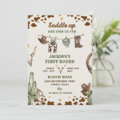 Western sattelt auf und begleitet uns zur Geburtst Einladung (Stehend Vorderseite)