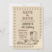 Western Save the Date, Cowboy 50. Geburtstag Date (Vorderseite)