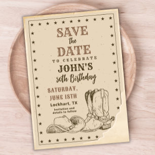 Western Save the Date, Cowboy 50. Geburtstag Date