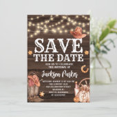 Western Save the Date Geburtsland Geburtstag Einladung (Stehend Vorderseite)