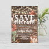 Western Save the Date Geburtsland Geburtstag Einladung (Stehend Vorderseite)