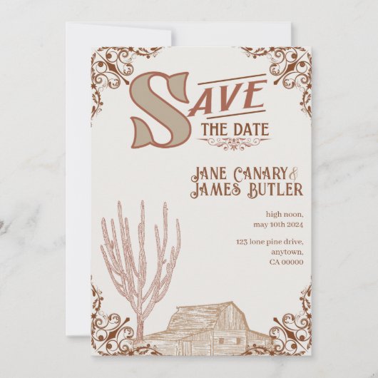 Western Save the Date Karte (Vorderseite)