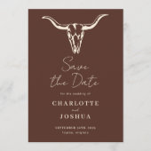 Western Save the Date | Rustic Boho Cow Skull (Vorderseite)
