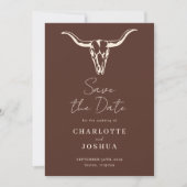 Western Save the Date | Rustic Boho Cow Skull (Vorderseite)