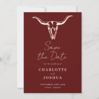 Western Save the Date | Rustikaler Boho Kuh Skull