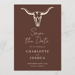 Western Save the Date Rustikaler Boho-Kuhschädel