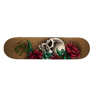 Western-Schädel mit Roten Rosen und Skateboard