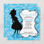 Western Schwangere Mama zu Babydusche Einladung (Vorne/Hinten)